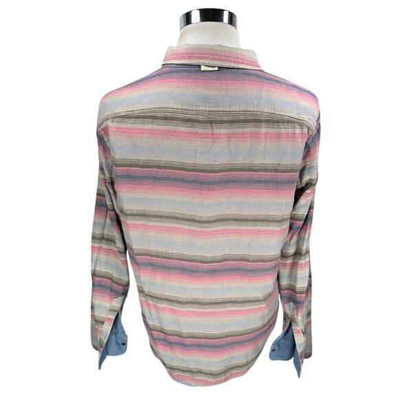 Faherty Reversible Belmar Shirt Men’s Large Striped Blue Pink Long Sleeve Button - Picture 7 of 12
